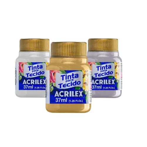 Destacada-Tinta-Tecido-Metallic-37ml Pintura p/Tela Metálica Acrilex 37ml - Imagen 1