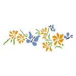 STENCIL FLORAL MARIPOSAS C/FLORES 33X14 CM