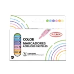 Set Estuche 6 Marcadores Acrílicos Pasteles Artel 1mm